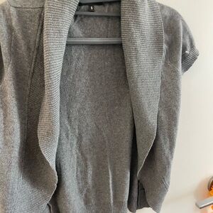 Celine Gray Open-Front Shawl Collar Cardigan